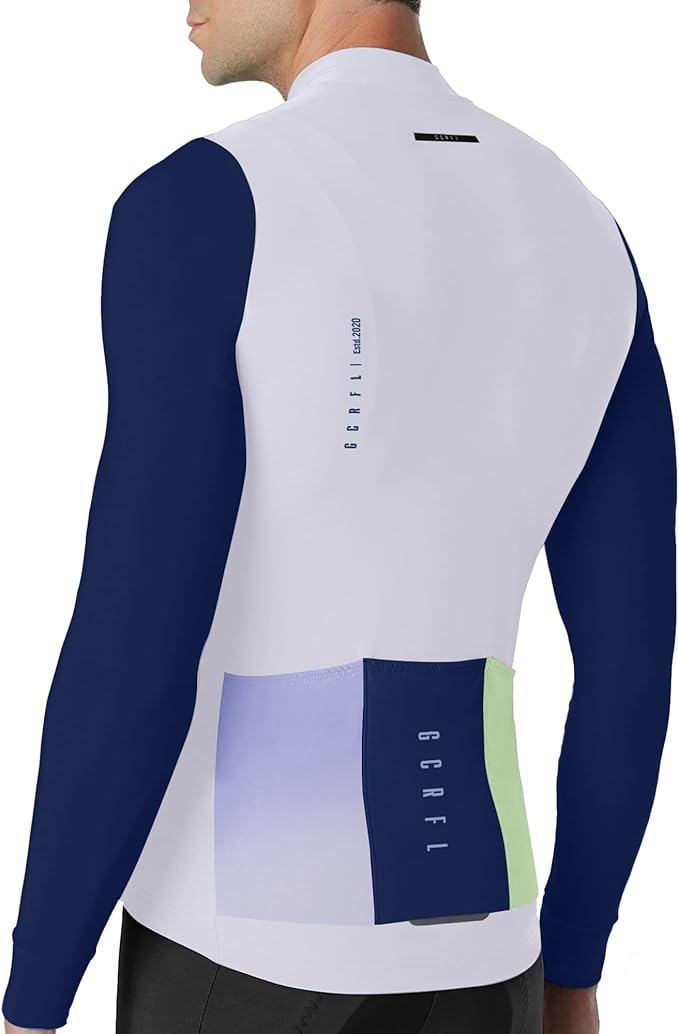 GCRFL Men's Cycling Jersey Long Sleeves Road Bike Jersey Shirt Cycling Tops, Zipper Pocket Lightweight PRO Race Fit UPF 50+