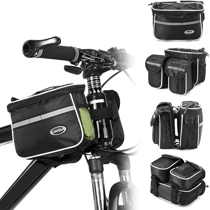 bike top tube bag, Cycling Bike Top Tube Bag with Rain Cover Waterproof Mountain Bicycle Front Frame Pannier Bag Pack