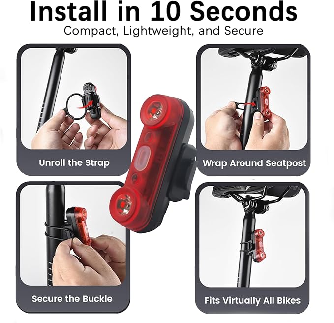 Bike Tail Light with GPS Tracker, Real-Time Tracking, 100dB Beep, Compatible with Apple Find My