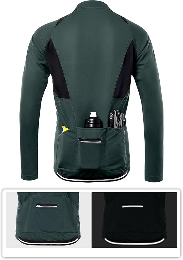 ARSUXEO Men's Half Zipper Cycling Jerseys Long Sleeves Mountain Bike Shirts 6031