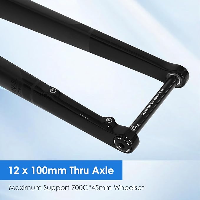 700C Carbon Fiber MTB Front Fork, Road Bike Fork Disc Brake, Thru Axle 12mm*100mm, Gravel Fork Tapered Tube Superlight Mountain Bike Front Forks