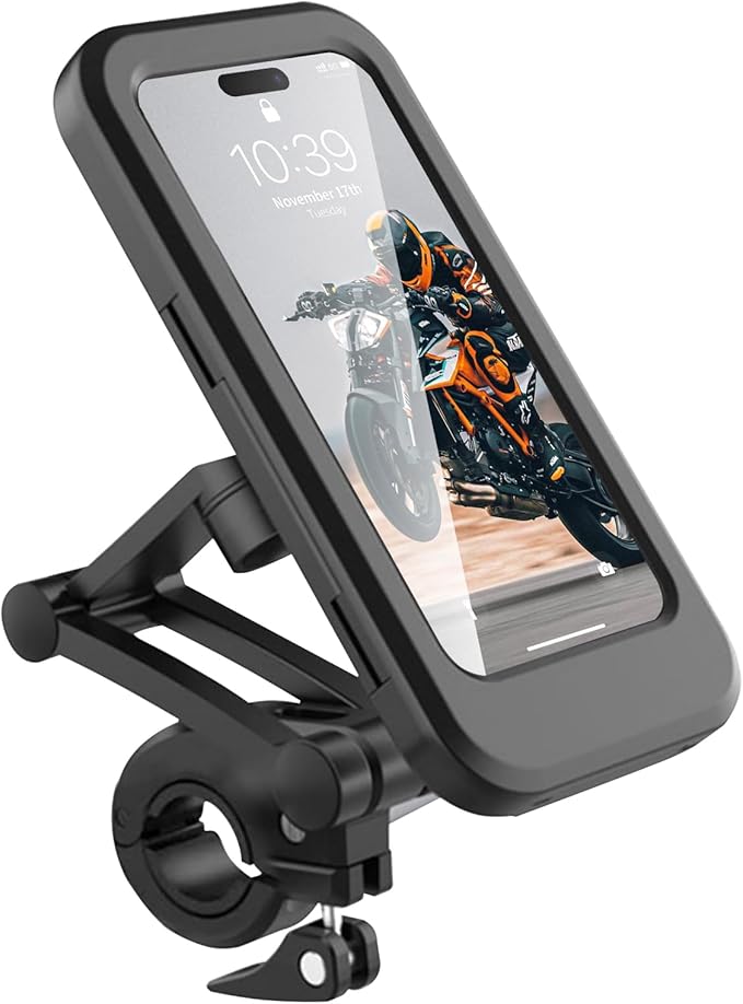 Waterproof Bike Phone Mount, Touch-Screen Bicycle Phone Holder, Universal Waterproof Cell Phone Bag 360°Rotatable Motorcycle Scooter ATV MTB Phone Mount Holder for 4.7-6.8" Smartphones