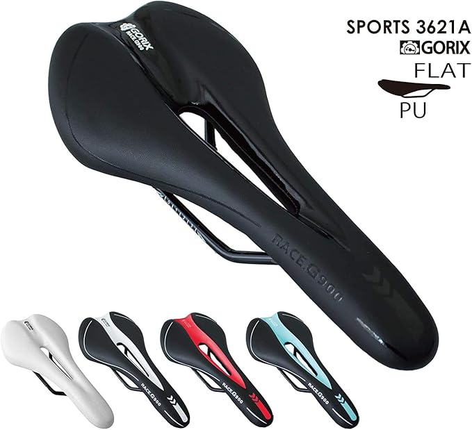 GORIX Bike Saddle Seat Racing Model Comfortable Cushion with Rail Mountain Road Bicycle for Men and Women (3621A)