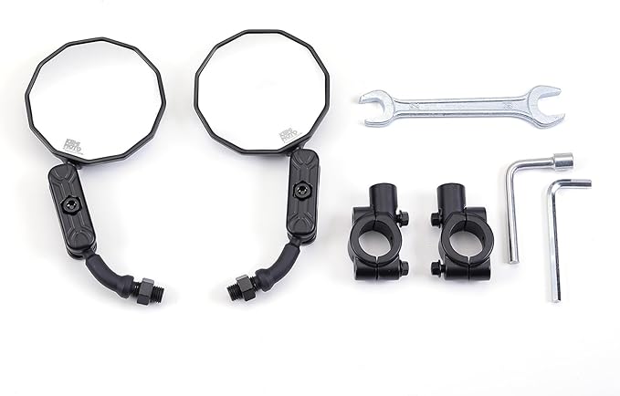 KEMIMOTO Bike Mirror Handlebar Mount, Aluminum 360° Adjustable & Foldable Rear View Mirror, Silicone-Enhanced Ball Joint – Extra Stability for Mountain Bikes, E-Bikes, Scooters & Cycling Accessories