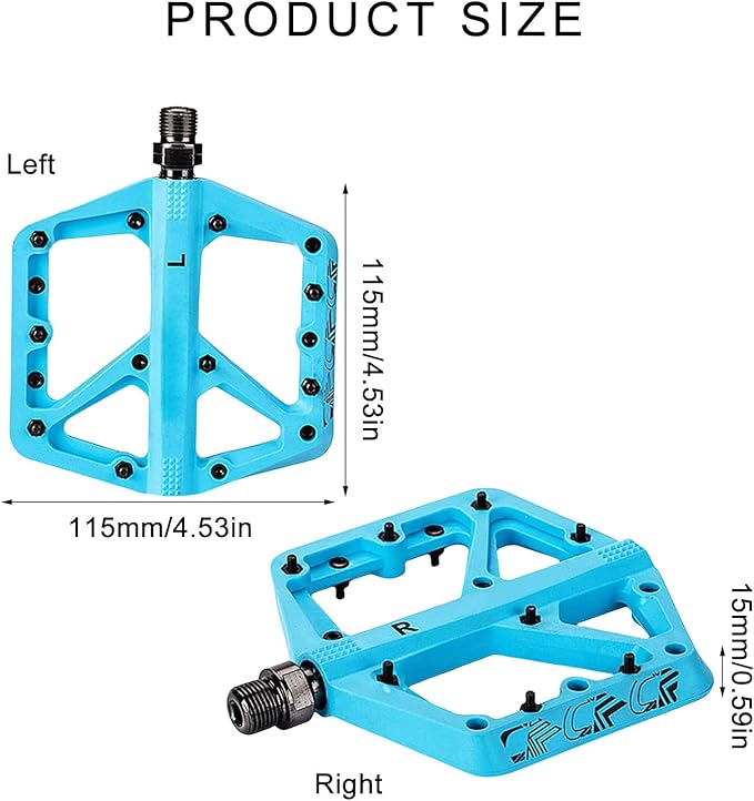 Light Weight Cycling Pedals Secure Grips Flat Mountain Bike Pedals with Sealed Bearing Suitable for Street Bikes 1 Pair