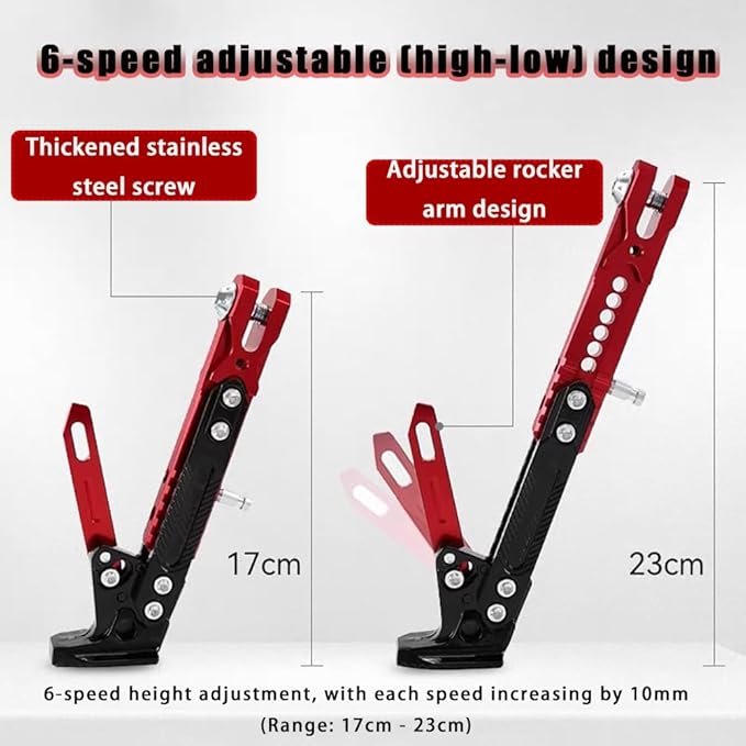 Universal Motorcycle Kickstand for BMW G310GS G310 GS G 310 GS, Adjustable Side Stand for Scooter Dirt Bike Motorbike Anti-Slip Foot Pad Heavy Duty Aluminum Alloy,A Black