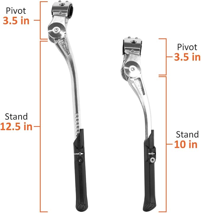 BV Rear Bike Stand for 24"-28" Bikes - Adjustable Bike Kickstand for Adult Bike with 8 Height Levels, Non-Slip Foot & Clamp Grip - Weather-Resistant Aluminum Alloy Bicycle Stand for Road, Mountain BMX