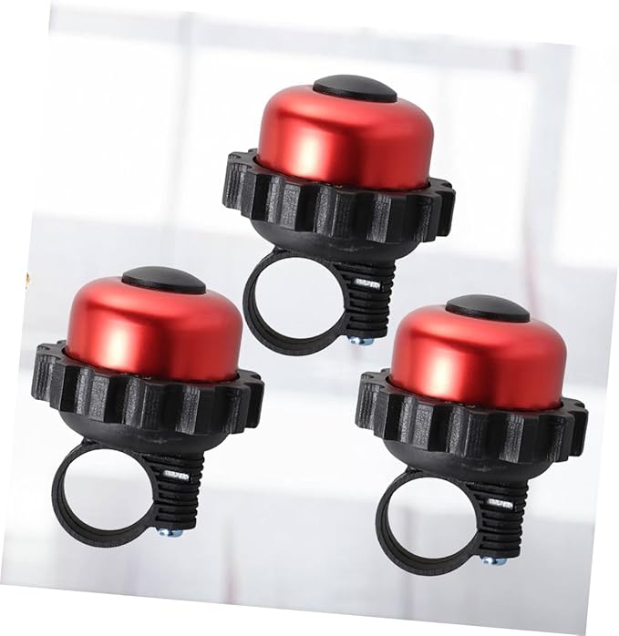 TOYANDONA Rotating Bike Bell Horn Loud Vintage Bicycle Bell 3pcs Red Cycling Accessories for Outdoor Riding and Commuting