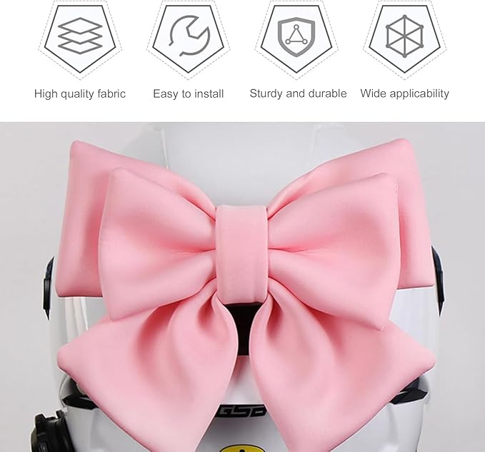 Large Bow Helmet Accessory, Cute Beautiful Bow Helmet Accessory, Suction Cup Waterproof Fade-Resistant Ornament for Women, Universal for Most Motorcycle Helmets