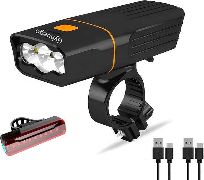 Bike Headlight and Taillight Set, Bright USB Rechargeable Front Bike Light with Power Bank Function Easy to Install and Very Sturdy for Men Women Kids Road Mountain Safety Night Cycling