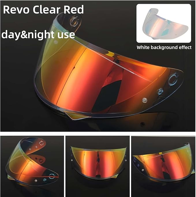 HJ-34P Visor Shield Replacement,HJC C10 Motorcycle Helmet Visor Compatible with HJ-34P HJC C10 UV Protection (Revo Clear Red)