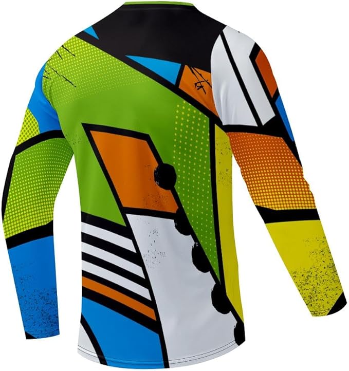 Men's MTB Shirt Long Sleeve Off-Road Motocross Cycling Jersey Mountain Bike Shirts Quick-Dry Moisture Wicking