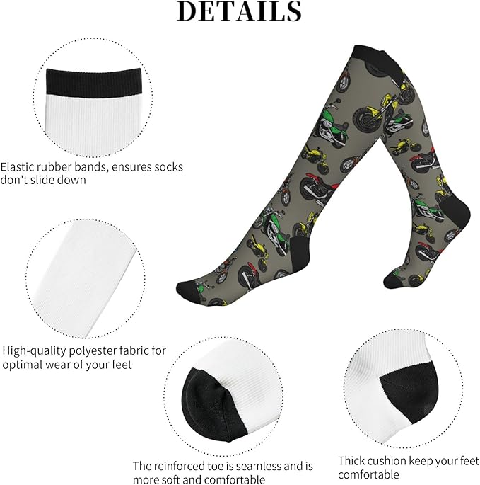 bassyil Compression Socks for Women & Men Circulation 15-20 mmHg Knee High Best Support for Nurses Travel Running Athletic