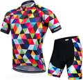 Weimostar Men's Cycling Jersey Short Sleeve Bike Clothing Multicolored Diamond