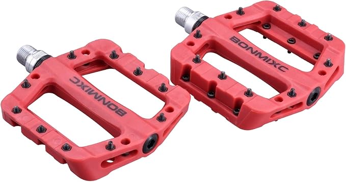 Mountain Bike Pedals Nylon Lightweight MTB Pedals Non-Slip Bicycle Pedals Large Platform Sealed Bearing 9/16” Thread