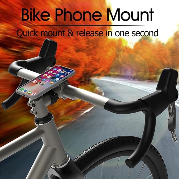 sincetop Bike Phone Mount, Quick Release Motorcycle/Bicycle Phone Holder - Robust Aluminum Stem Phone Mount for MTB/Mountain/Road Bicycle/Scooter Handlebar Clamp for iPhone and 4"-7.3" Smartphones
