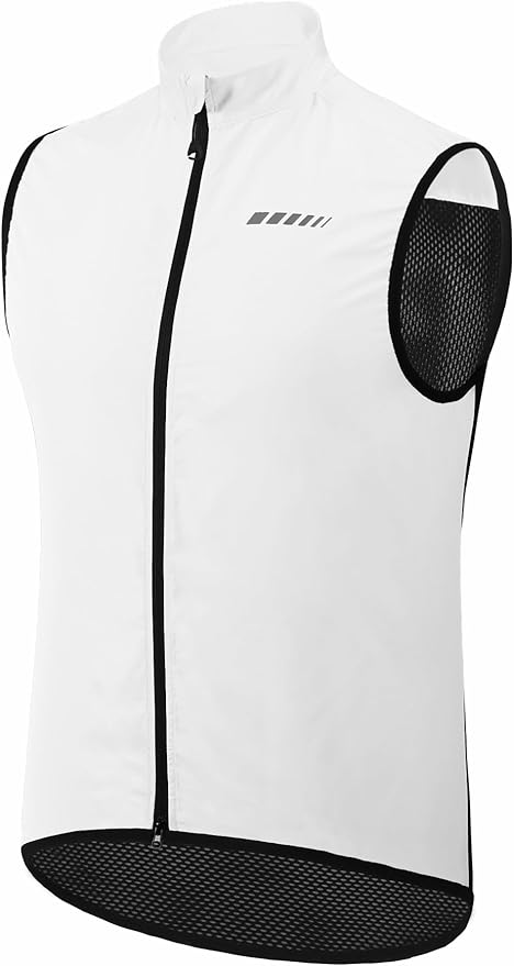 qualidyne Men's Windproof Cycling Vest – Lightweight Full-Zip Sleeveless Biking Jacket with Pockets for Cycling, Running