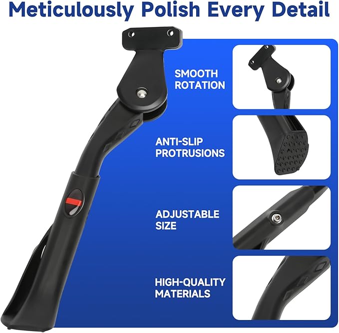 Universal Ebike Kickstand Compatible with Ridstar Q20 Pro Lite H20 H26 Pro Super 73 S2 RX Electric Bike, Adjustable Kick Stand for 20-29 Inch Adult Mountain Bike Fat Tire Folding E-Bike Parts