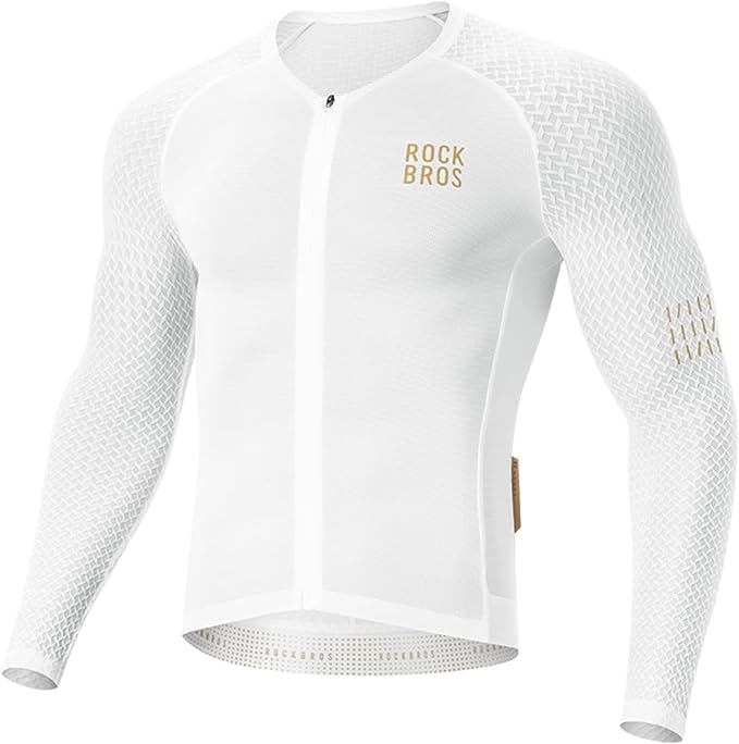 ROCKBROS Men's Cycling Jersey Long Sleeve Shirt Bike Jersey Men with Full Zipper Pocket Quick Dry