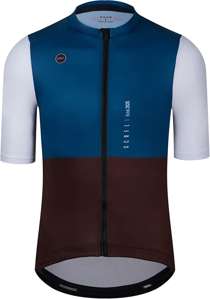 GCRFL Cycling Jersey Men Shorts Sleeves Road Bike Jersey Bicycle Tops Shirt, Zipper Pocket UPF 50+ Lightweight PRO Race Fit