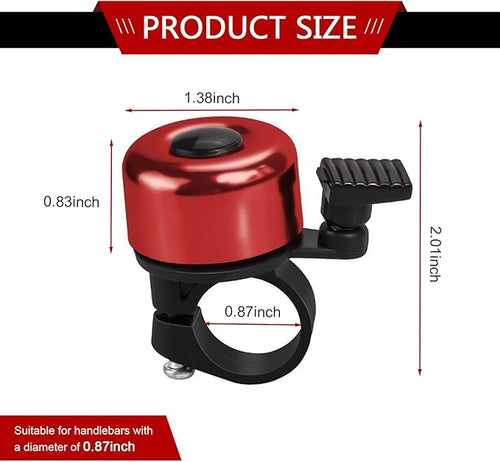 1-pack Clear Sound Brass Bicycle Bells, Crisp Loud Al Alloy Bicycle Bells, Universal for Mountain Bikes, Kids (Red #1)