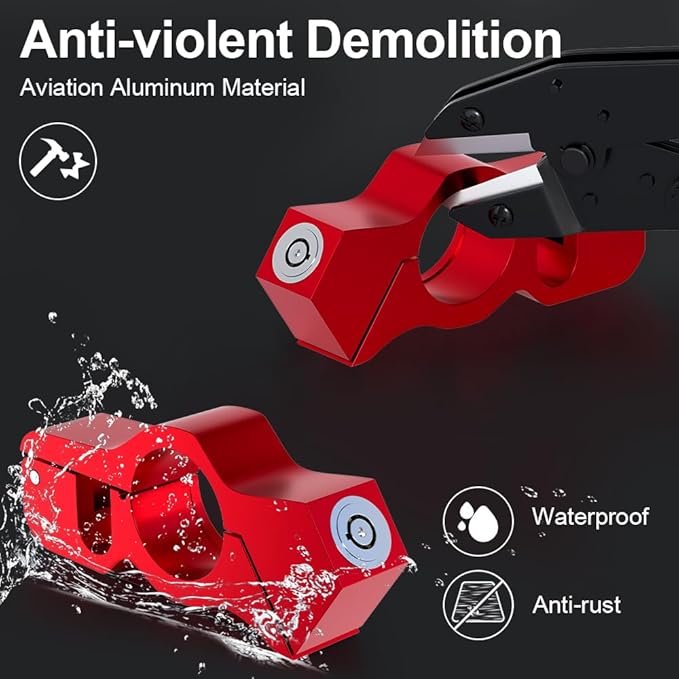 Motorcycle Lock & Helmet Lock Combo, Motorcycle Brake Lock Anti Theft Motorcycle Handlebar Lock for Mopeds, Motorbikes, ATVs, Dirt Bikes, Street Bikes