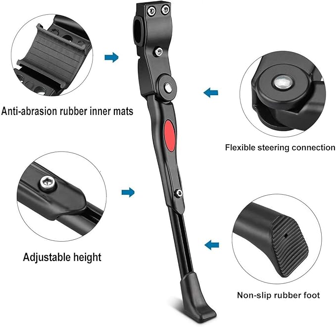 Adjustable Bicycle Kickstand, Bike Side Support Kick Stand for 22 24 26 Inch Mountain Bike and 700 Road Bike