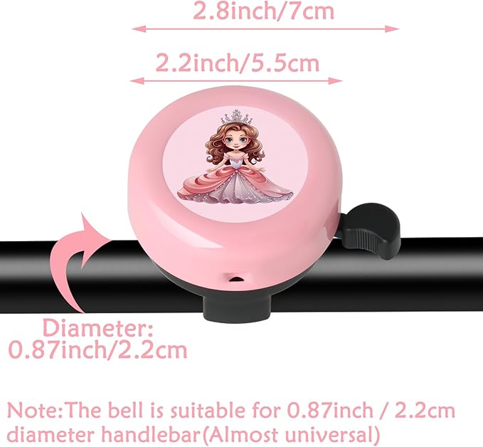 Kids Bike Bell for Little Girls, Pink Handlebar Ring Bell for Toddlers, Universal Bicycle Bell for Scooter, Tricycle, Balance Bike