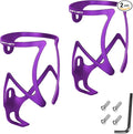 FIFTY-FIFTY 2-Pack Bike Water Bottle Holder, Aluminum Alloy Water Bottle Cage, Lightweight Bicycle Cup Holder Rack with Screws Tool, Universal Bicycle Drink Cage for MTB, Road Bike (Purple)