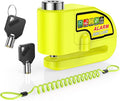 ONVIAN Motorcycle Disc Brake Lock with 120dB Alarm, Rechargeable Waterproof Motorcycle Locks Anti Theft for 7mm Motorcycle Brake Helmet Scooter Wheel Lock 5FT Reminder Cable (Lemon Yellow)