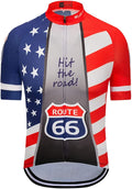 JPOJPO USA Cycling Jersey Men Short Sleeve Bike Shirts Biking Jersey Summer American Bicycle Tops with 3 Pockets Reflective