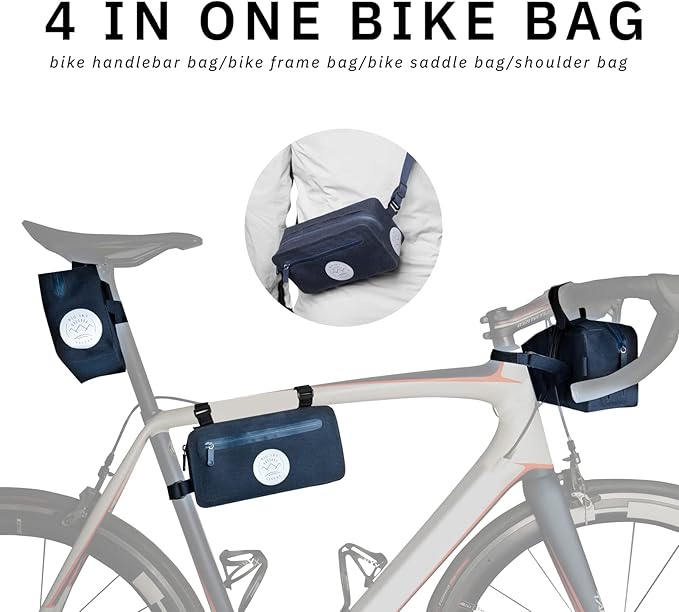 Bike Handlebar Bag | Bicycle Front Bag | Bike Frame Bag | Shoulder Bag | Waterproof Lightweight Storage for Biking, Cycling, and Scooters | Designer Bike Accessories and Mountain Bike Accessories