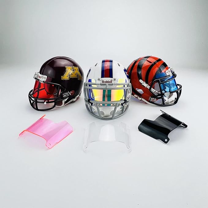 Mini Football Helmet Visor Clear with Clips Universal Fit for Collectors and Display