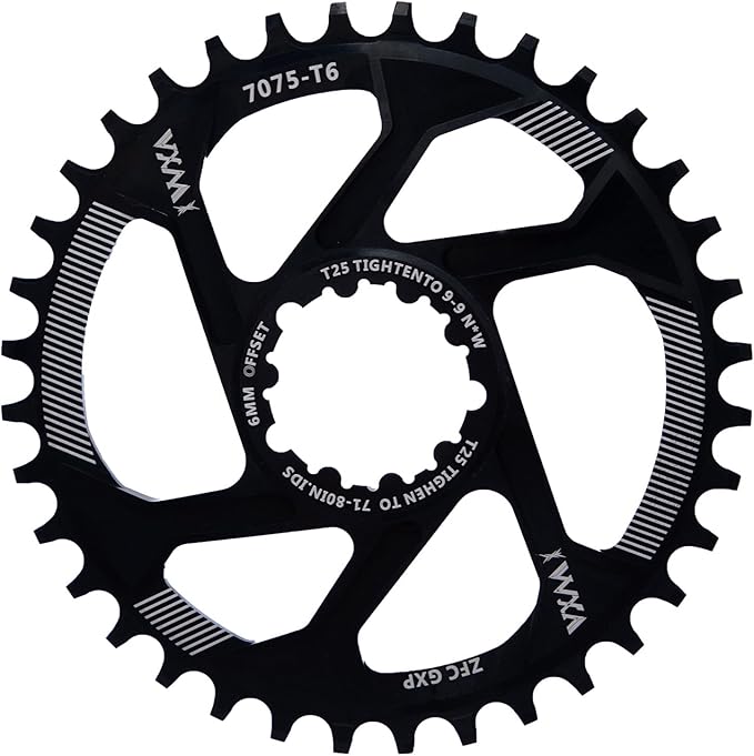 YBEKI Narrow-Wide Chainring 30T-38T - CNC 7075-T6 Aluminum MTB Chainwheel for SRAM GXP/XX1/X01 (3mm/6mm Offset) | Eagle Tooth Design | Ultra-Light 60-80g | Hard Anodized Black