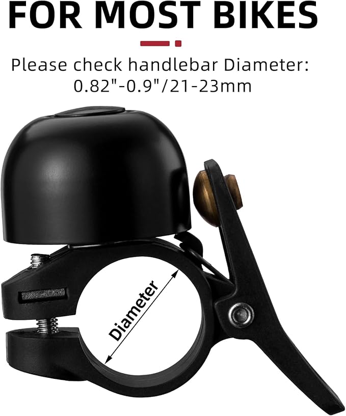 ROCKBROS Bike Bell, Copper Alloy Bike Bell, Loud Sound Classic Bike Ring Bell for Adults, for 0.82’’-0.9’’/21-23mm Handlebar Diameter