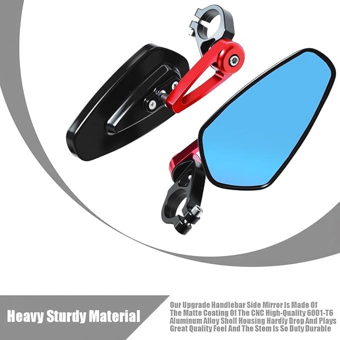 7/8" Motorcycle Mirrors - 22mm Bar End Rear View Mirrors Compatible with Most Yamaha, Kawasaki, Honda Grom, Ducati, Suzuki and More Bike Scooter Street Sport Cruisers