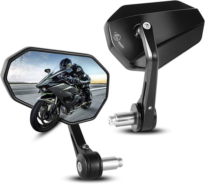 Motorcycle Side Mirrors Handle Mount Bar End Mirror, Universal Handlebar Rear View Bar End Mirrors for Motorcycles E-bike Scooters Snowmobile ATV