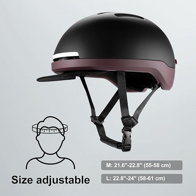 Urban-Smart Bike Helmet for Adult - Front & Rear LED Lights | Turn Signals Remote Control | Brake Warning Light | Removable Visor | Men Women Commuter Bicycle Helmet for E-Bike & Cycling