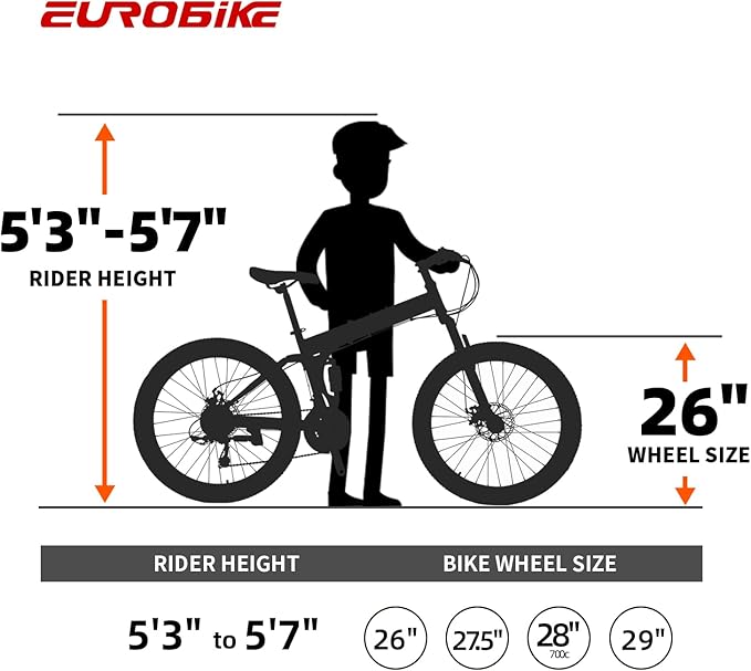 EUROBIKE Folding Bike,26” Full Suspension Mountain Bike, 21 Speed Folding Bicycle Men or Women MTB (G6 Blue)