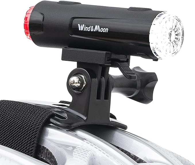 2in 1 Rechargeable Helmet Light with Bracket Mount Night Bike Light Riding Safety 5 Warning Light Modes IP66 Waterproof Bicycle Light, 360° Rotatable Front Rear Lights, Mountain Bike Headlight