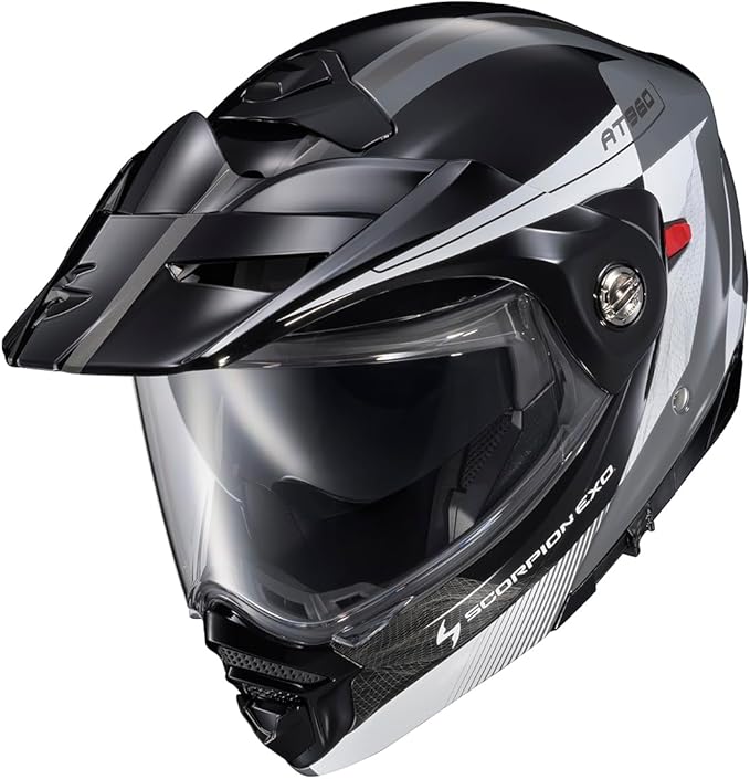 ScorpionEXO AT960 Modular Adventure Street Motorcycle Helmet with Bluetooth Ready Speaker Pockets DOT ECE Approved Topographic 2 (Black/White/Grey - 3X-Large)