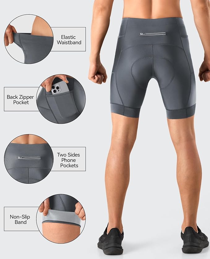 Niksa Men's Performance Cycling Shorts with 3D Pad, Road and Mountain Breathable Quick-Dry with 3 Pockets Bike Shorts