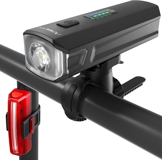 Bike Lights USB-C Rechargeable Bicycle Front Headlight and Rear Taillight with 4+5 Light Modes, Waterproof Bike Light Set for Night Riding, Commuter, Road & Mountain Cycling