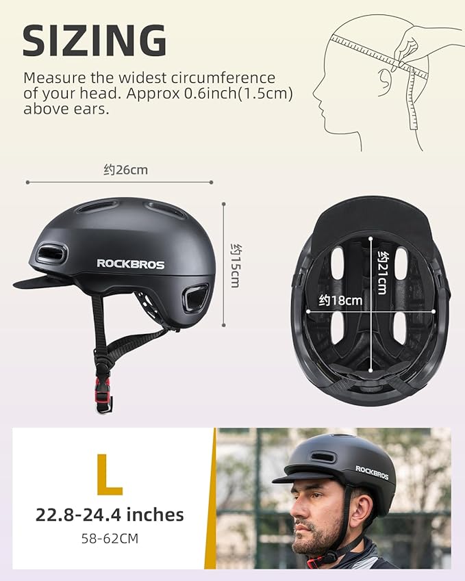 ROCKBROS Bike Helmet for Adults, Adjustable Cycling Helmet for Men & Women [CPSC Safety Certified] Bicycle Helmet for Commuting, Road Biking, Skating