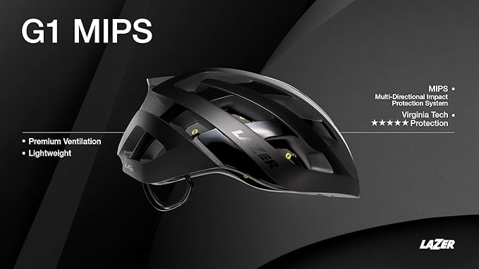 LAZER G1 MIPS Road Bike Helmet, Lightweight Bicycling Helmets for Adults, High Performance Cycling Protection with Ventilation
