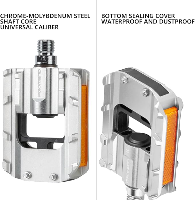 Folding Bike Pedals, All Aluminum Alloy, 9/16'' with Reflective Strips, Bicycle Pedals Wide Flat Mountain Bike Pedals, Non-Slip Bike Pedals for Road Bike BMX Bike Beach Cruiser Bike