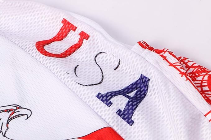 Cycling Jersey Short Sleeve USA Style Bike Tops with Pocket Reflective Stripe