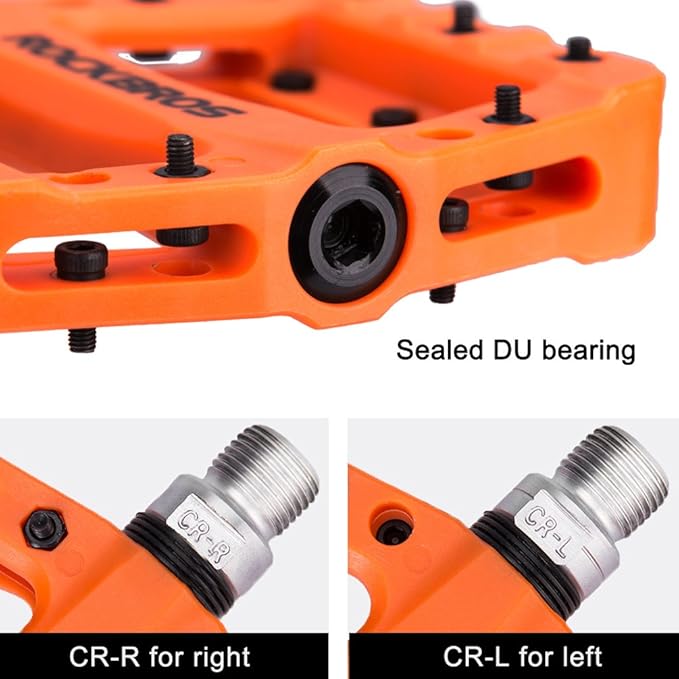 ROCKBROS MTB Pedals Mountain Bike Pedals Lightweight Nylon Fiber Bicycle Platform Pedals for BMX MTB 9/16"