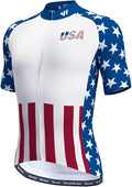 Lo.gas USA Cycling Jersey Men Short Sleeve Bike Biking Shirts American Flag Road Bicycle Clothing Full Zip with Pockets