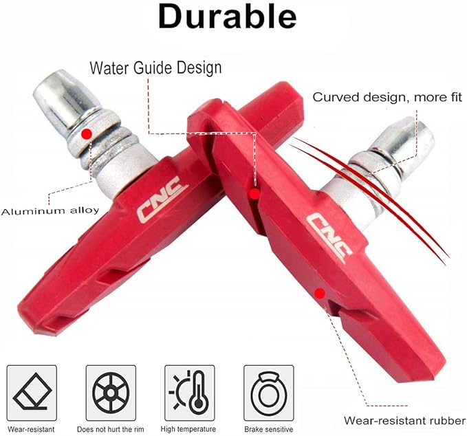 Chooee Bike V-Brake Pads, Bicycle Brake Pad Set, 2 Pairs Universal Brake Shoes